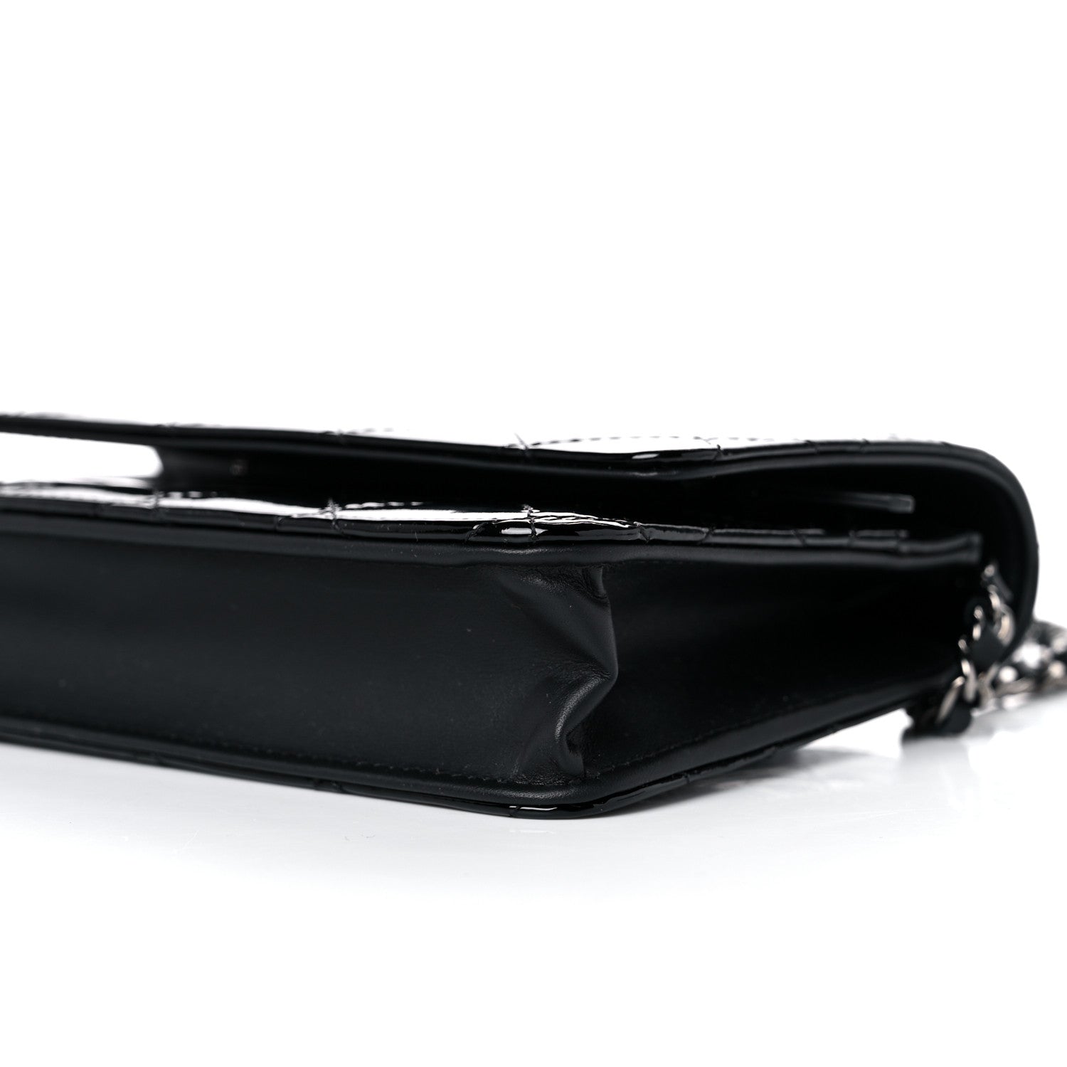 Chanel Patent Quilted Wallet On Chain WOC Black 10 of 11