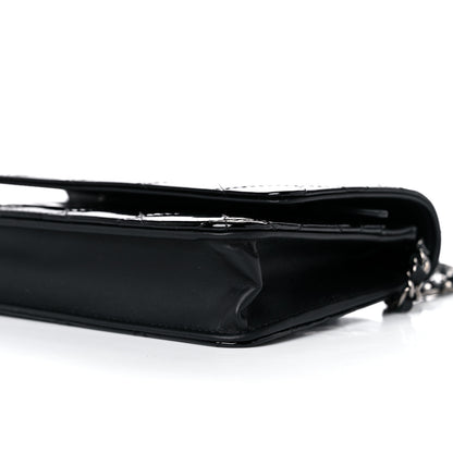 Chanel Patent Quilted Wallet On Chain WOC Black 10 of 11