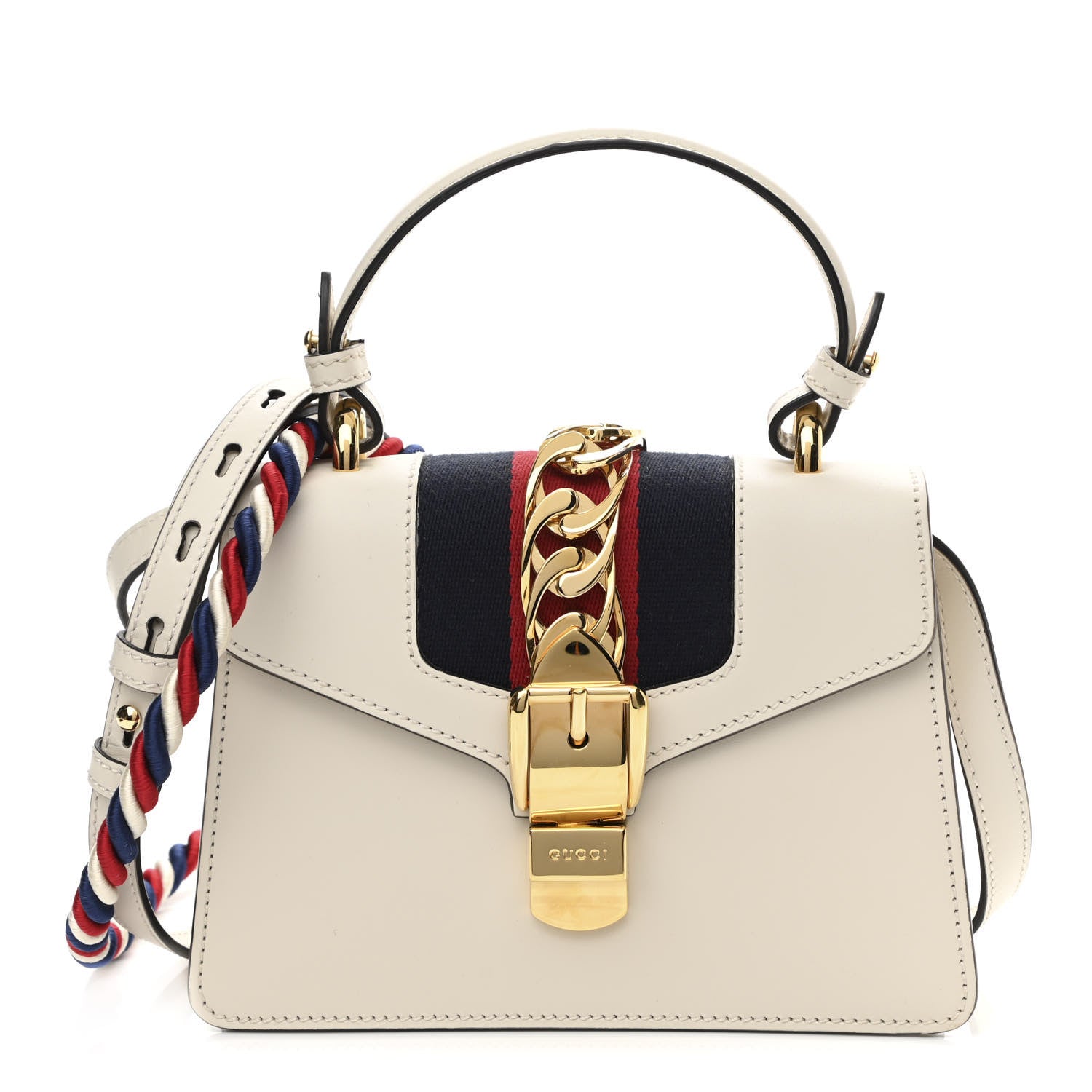 Gucci Calfskin Mini Sylvie Top Handle Bag White 1 of 12