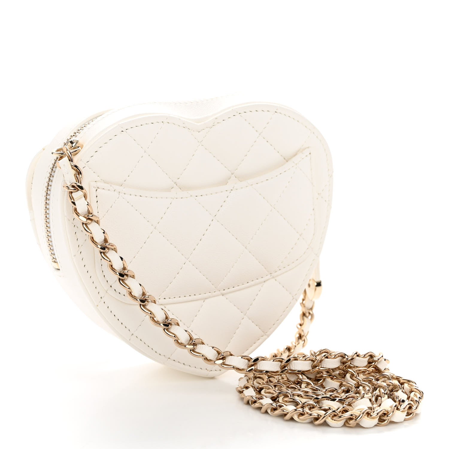 Chanel Lambskin Quilted CC In Love Heart Clutch With Chain White 3 of 10