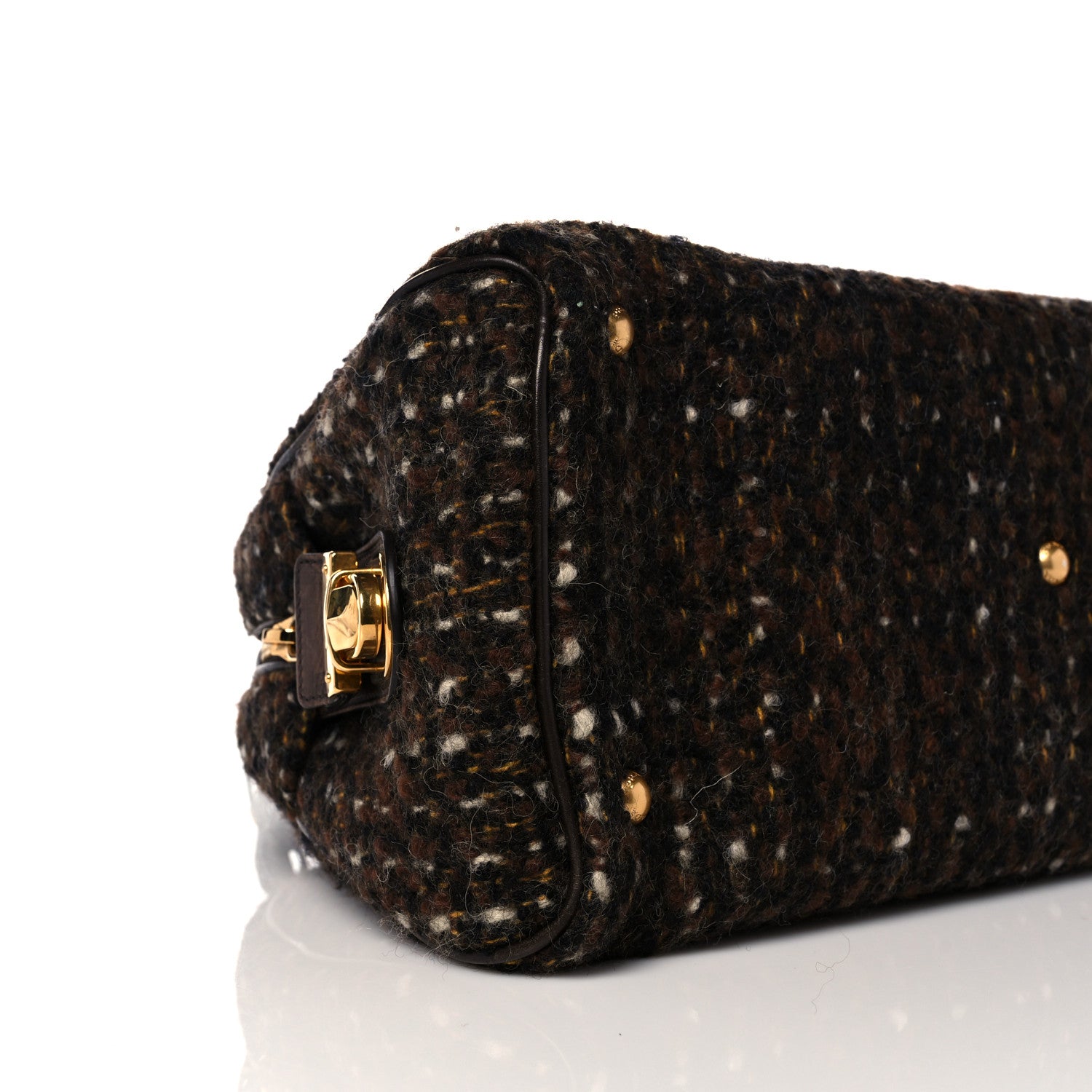 Prada Tessuto Tweed Vitello Bowling Bag Cacao Knicker 8 of 22