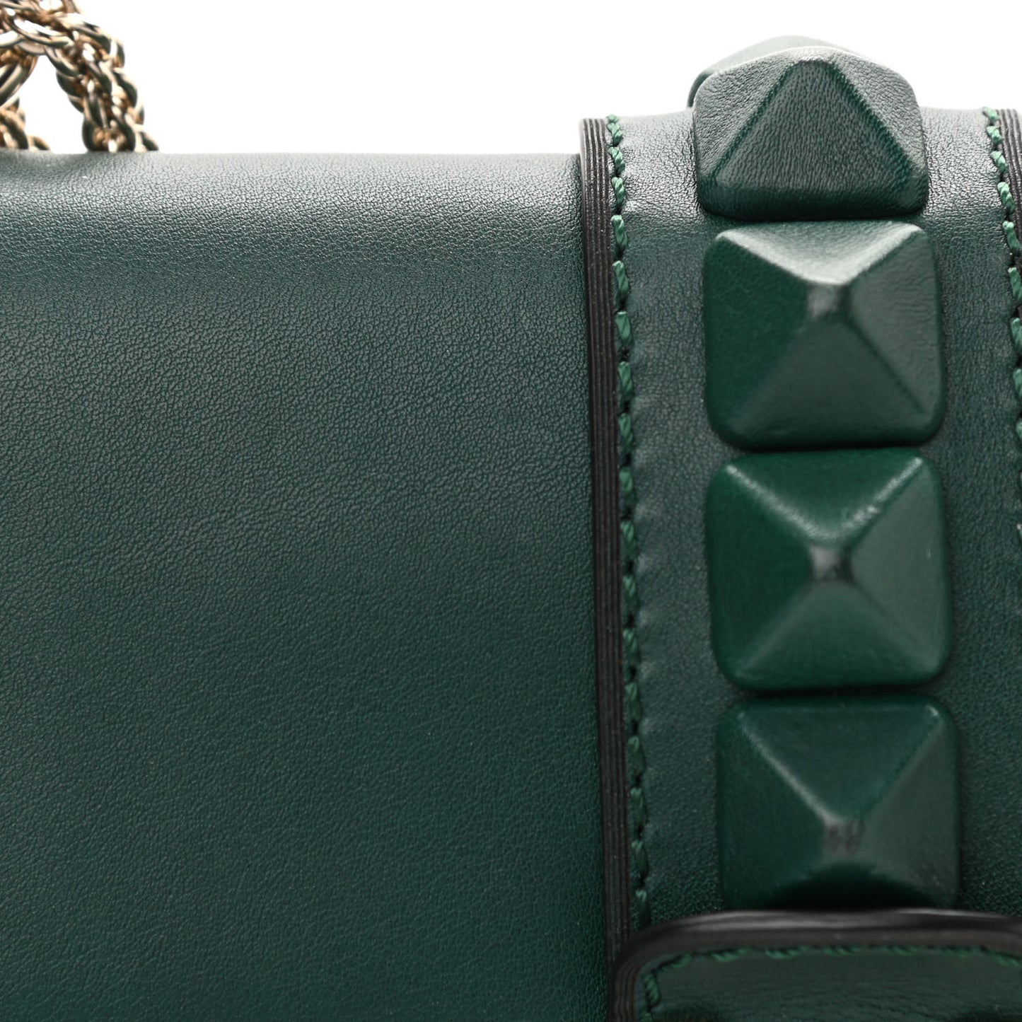 Vitello Small Glam Lock Rockstud Flap Light Emerald