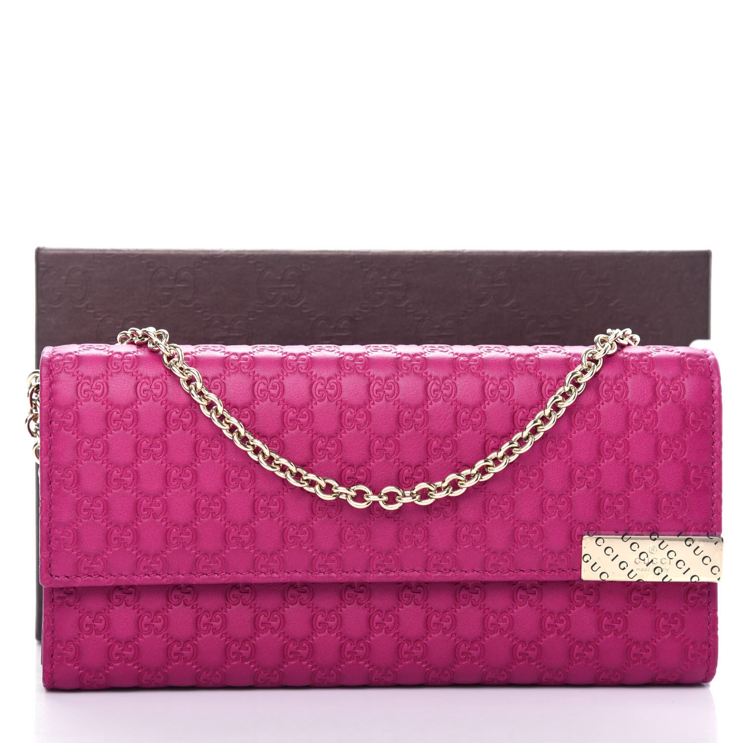Gucci Soft Microguccissima Dice Chain Wallet Bright Bouganville 10 of 10