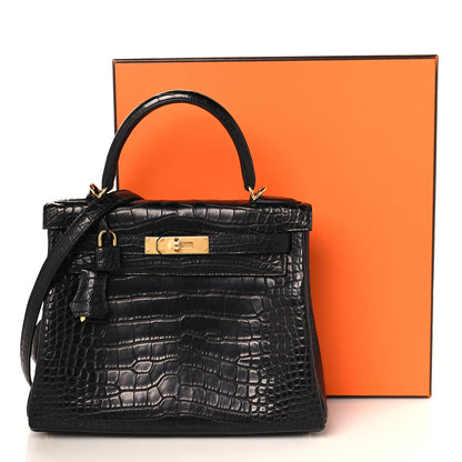 Hermes Matte Alligator Kelly Retourne 28 Black 11 of 11