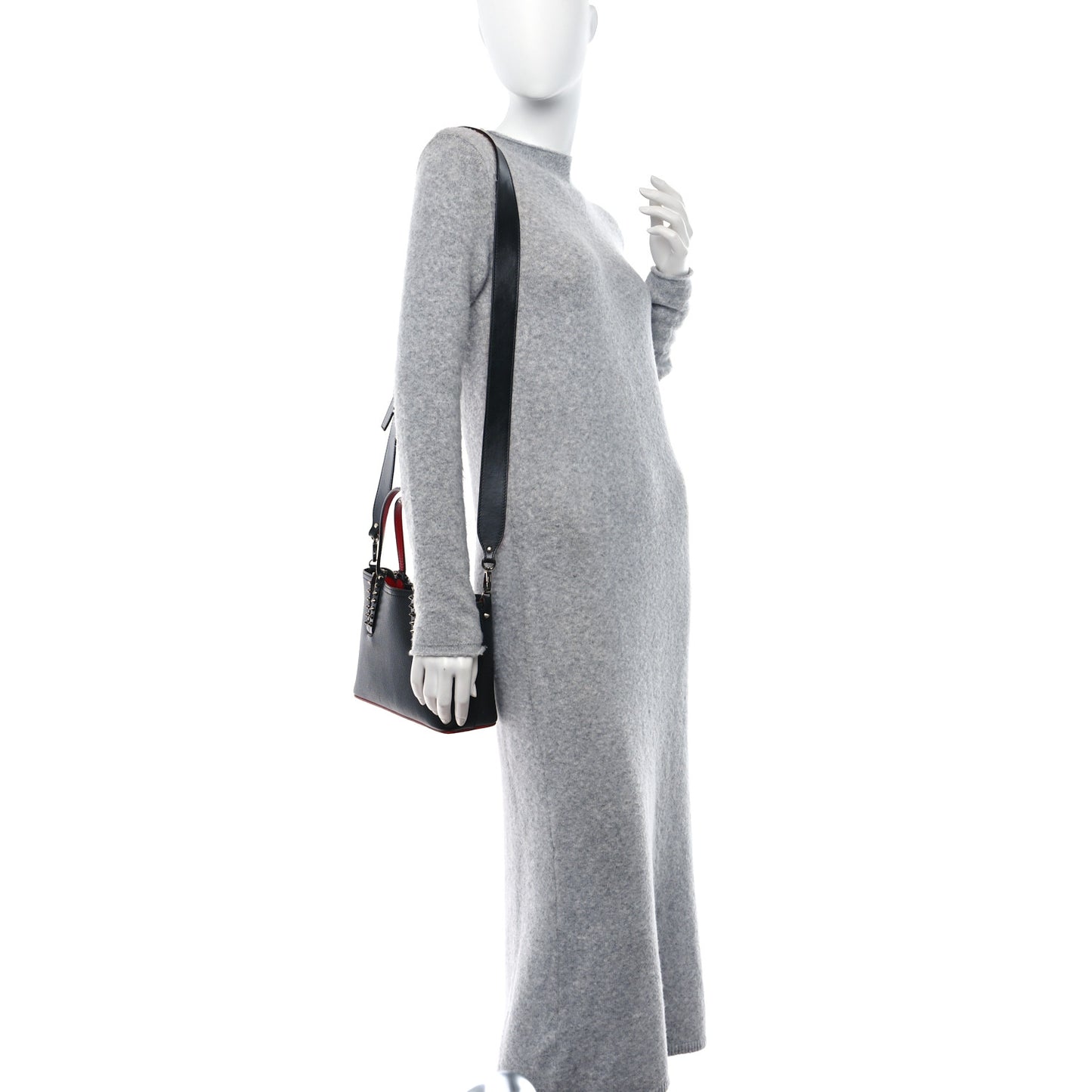 CHRISTIAN LOUBOUTIN Calfskin Spikes Mini East West Cabata Tote Black