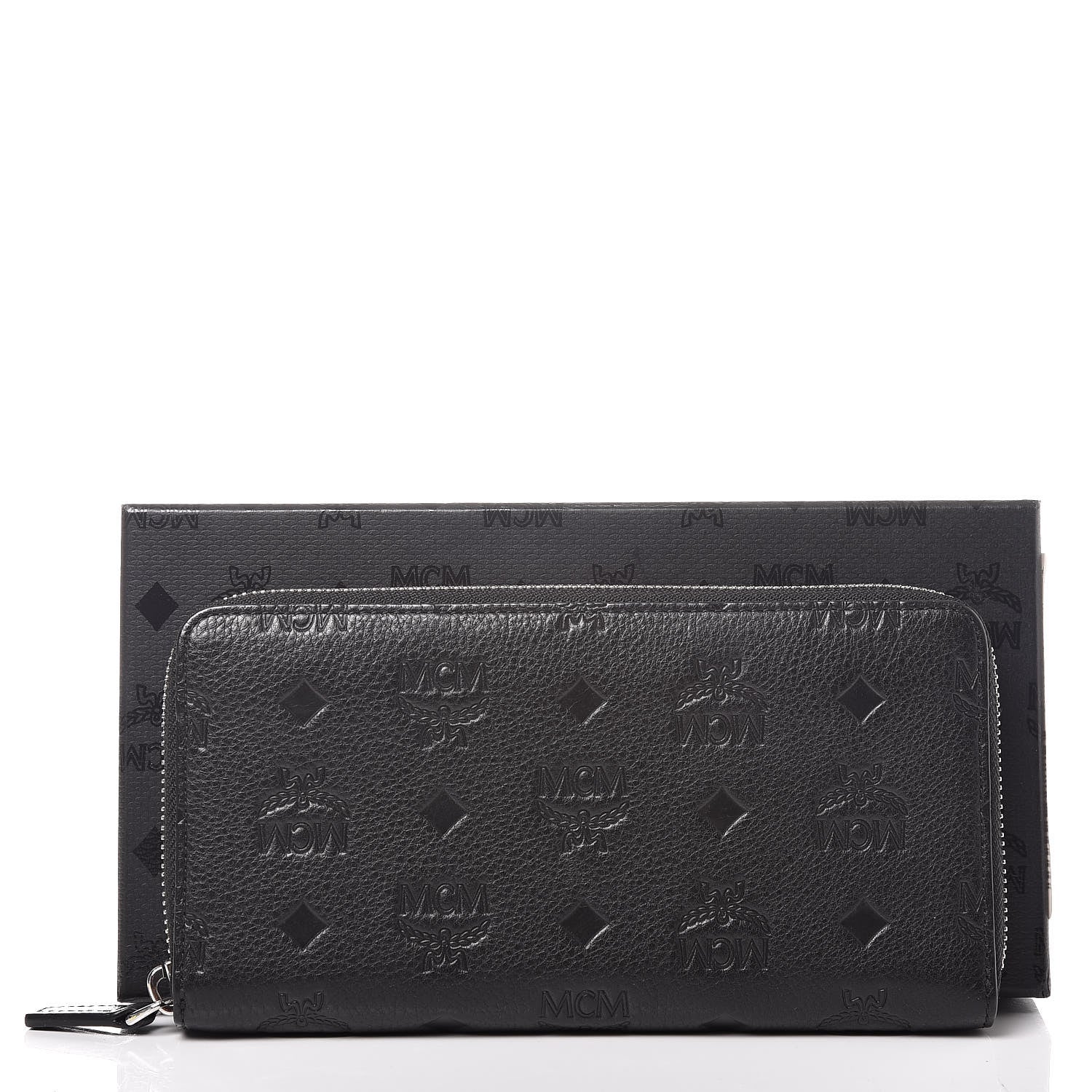 MCM Calfskin Ottomar Monogram Klara Zip Wallet Black 8 of 8