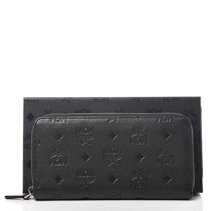 MCM Calfskin Ottomar Monogram Klara Zip Wallet Black 8 of 8