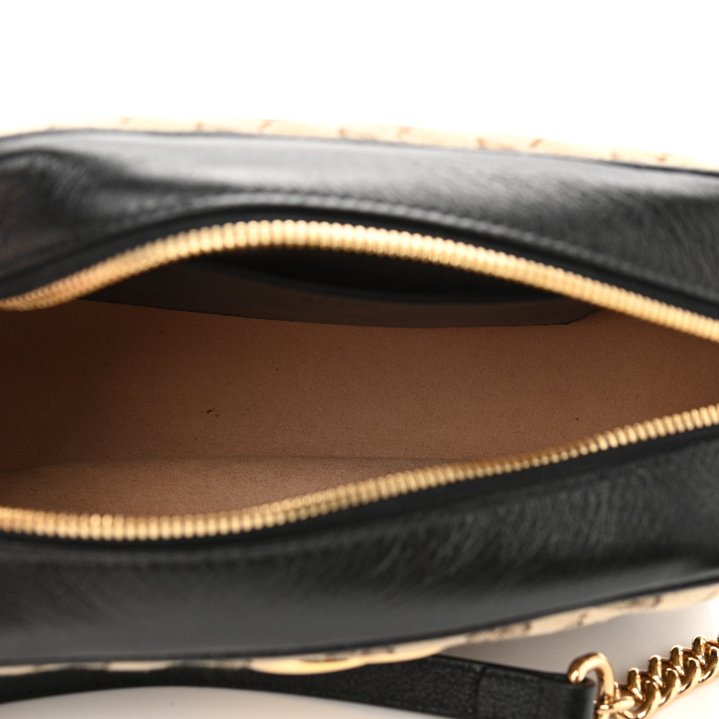 Monogram Matelasse Diagonal Small GG Marmont Chain Shoulder Bag Beige Black