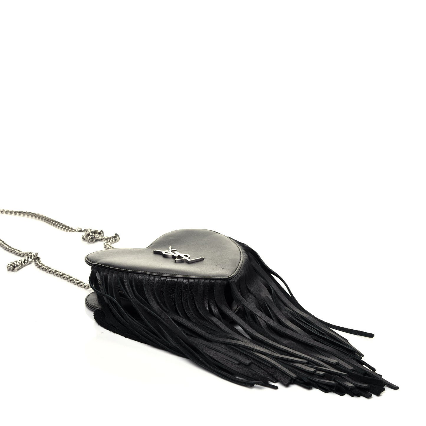 Calfskin Fringe Small Monogram Love Shoulder Bag Black
