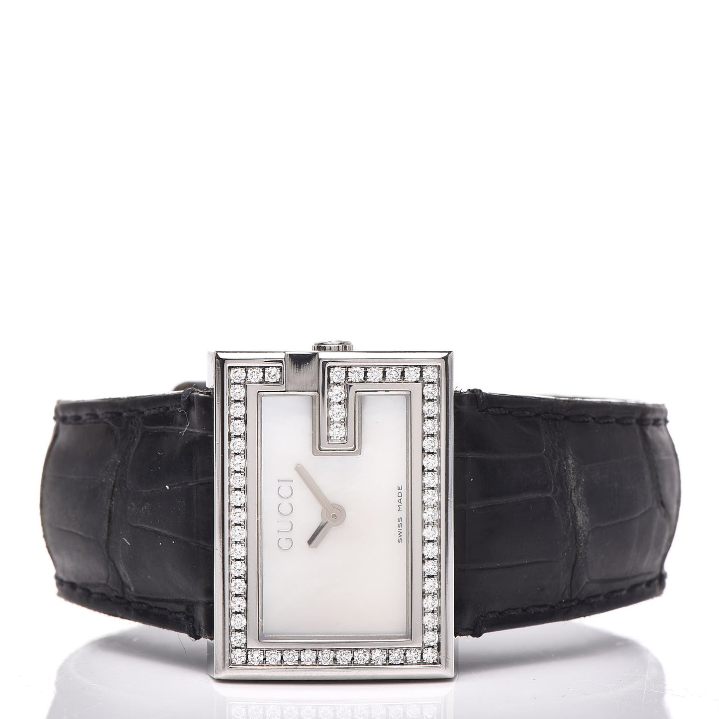 Stainless Steel Alligator Diamond Bezel Mother of Pearl 31mm 100L Quartz Watch