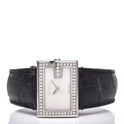 Gucci Stainless Steel Alligator Diamond Bezel Mother of Pearl 31mm 100L Quartz Watch 3 of 7