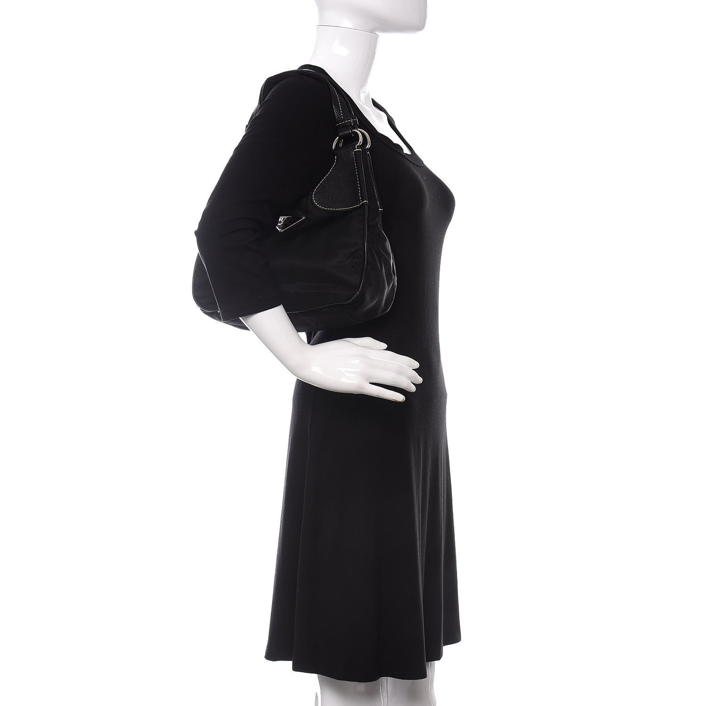 Tessuto Light Nylon Vitello Daino Shoulder Bag Black