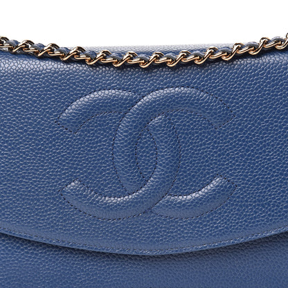 Chanel Caviar Timeless CC Wallet On Chain WOC Navy Blue 11 of 11