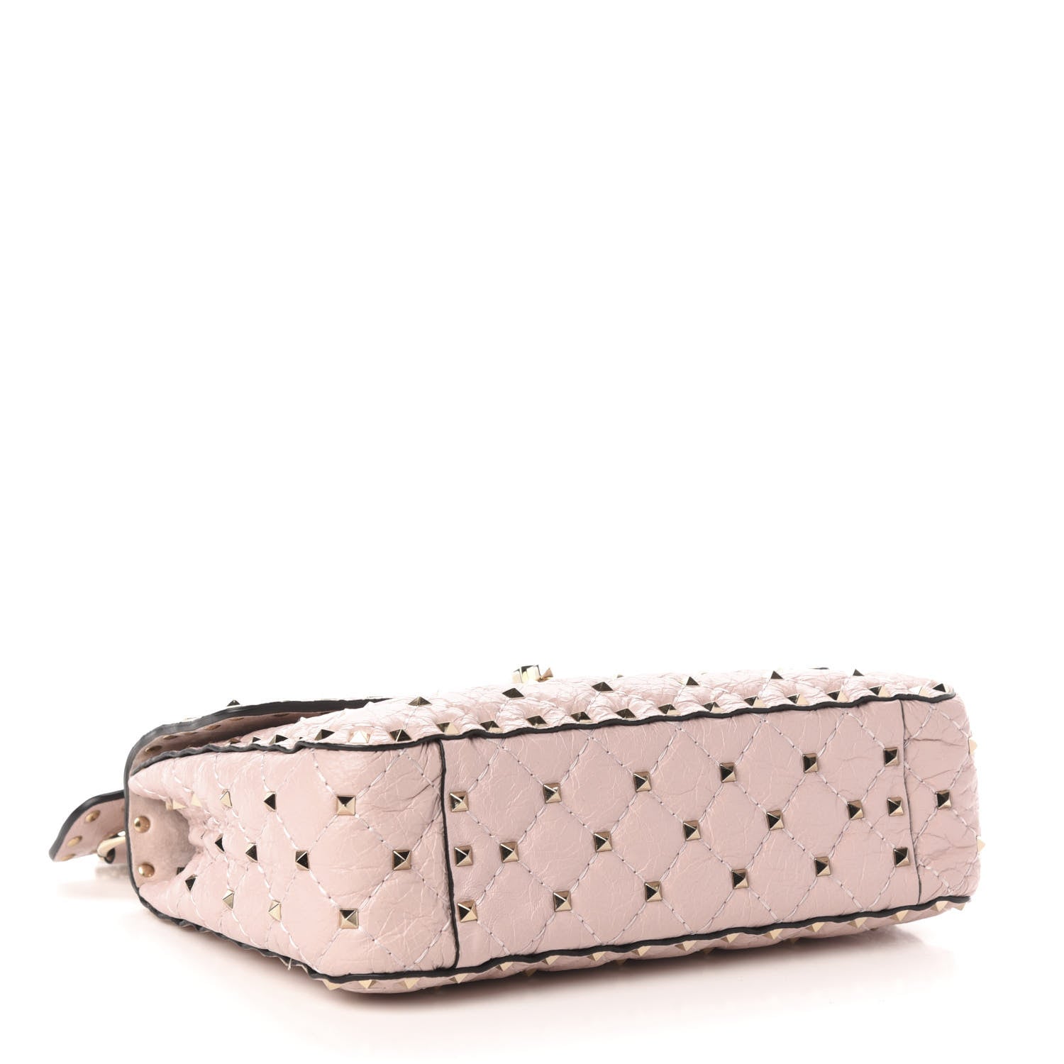Valentino Garavani Craquele Nappa Medium Rockstud Spike Shoulder Bag Water Rose 4 of 10