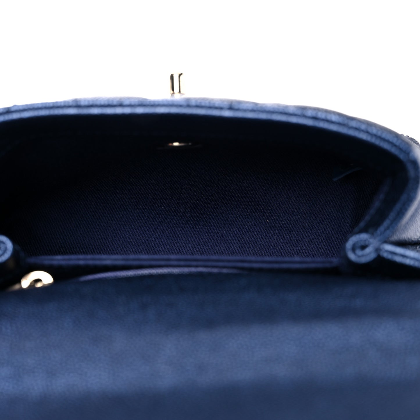 Iridescent Caviar Quilted Extra Mini Coco Handle Flap Dark Blue