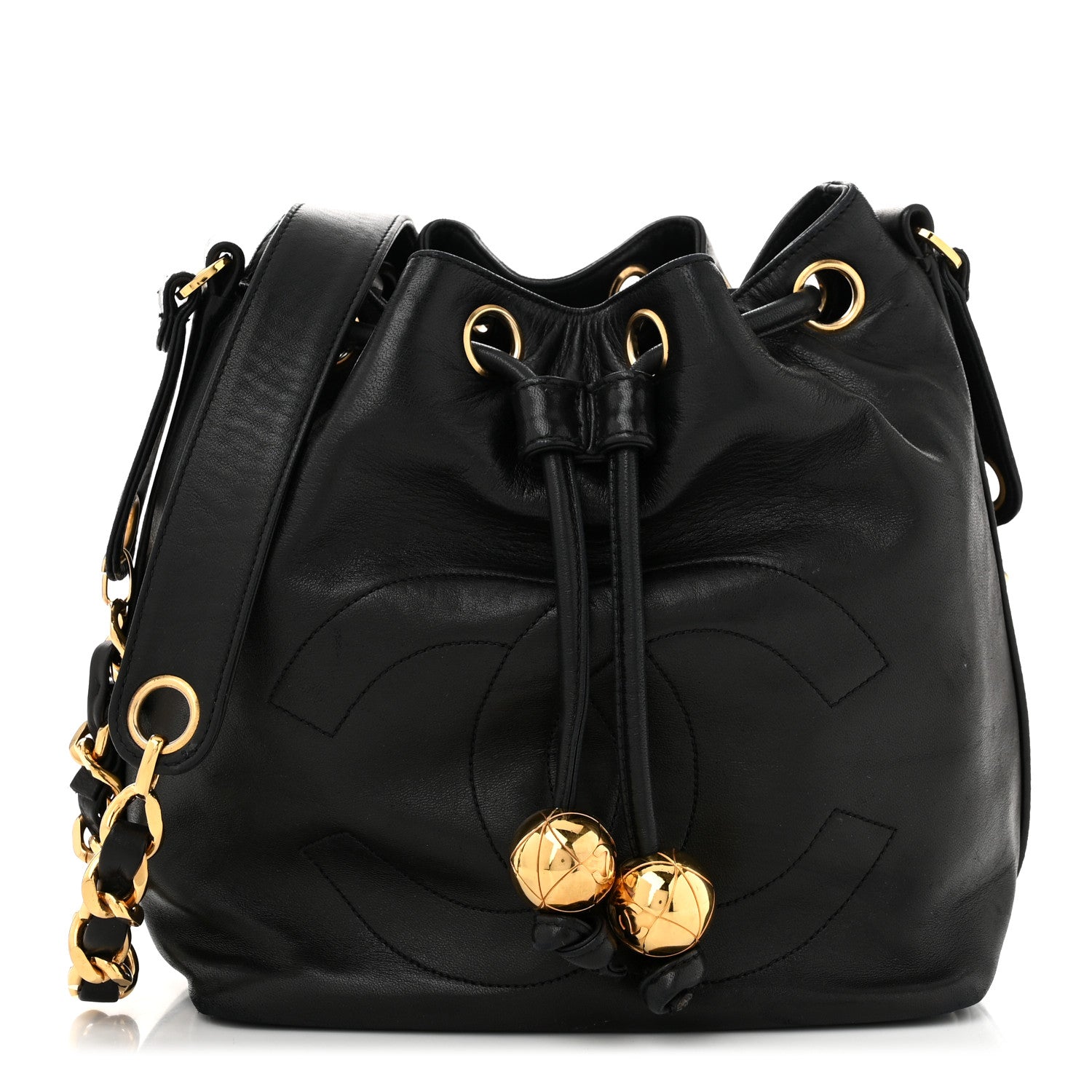 Chanel Lambskin CC Drawstring Bag Black 1 of 13