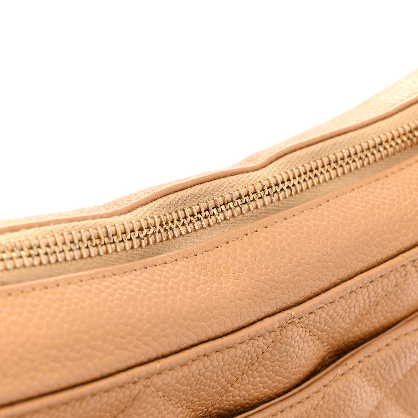 Caviar Quilted Timeless CC Shoulder Bag Beige