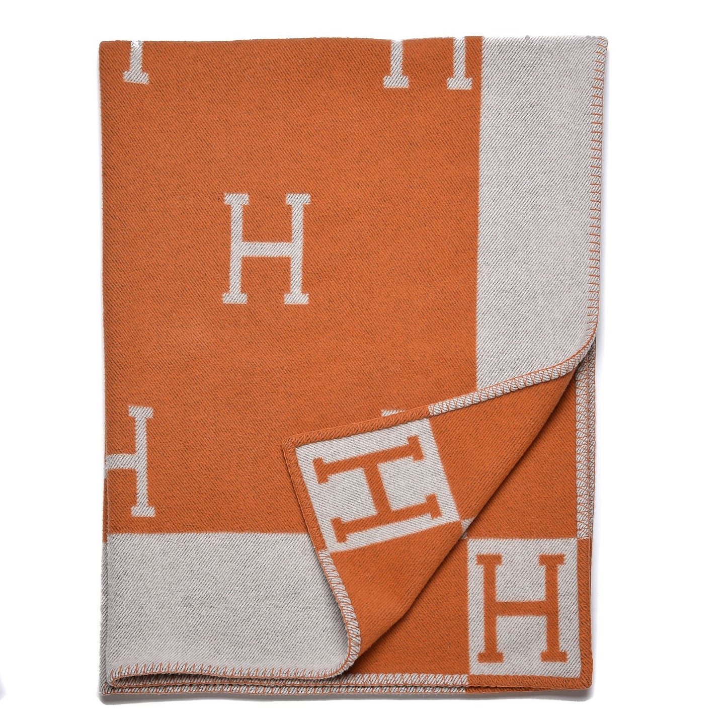 Wool Cashmere Signature Classic Avalon Blanket Ecru Potiron