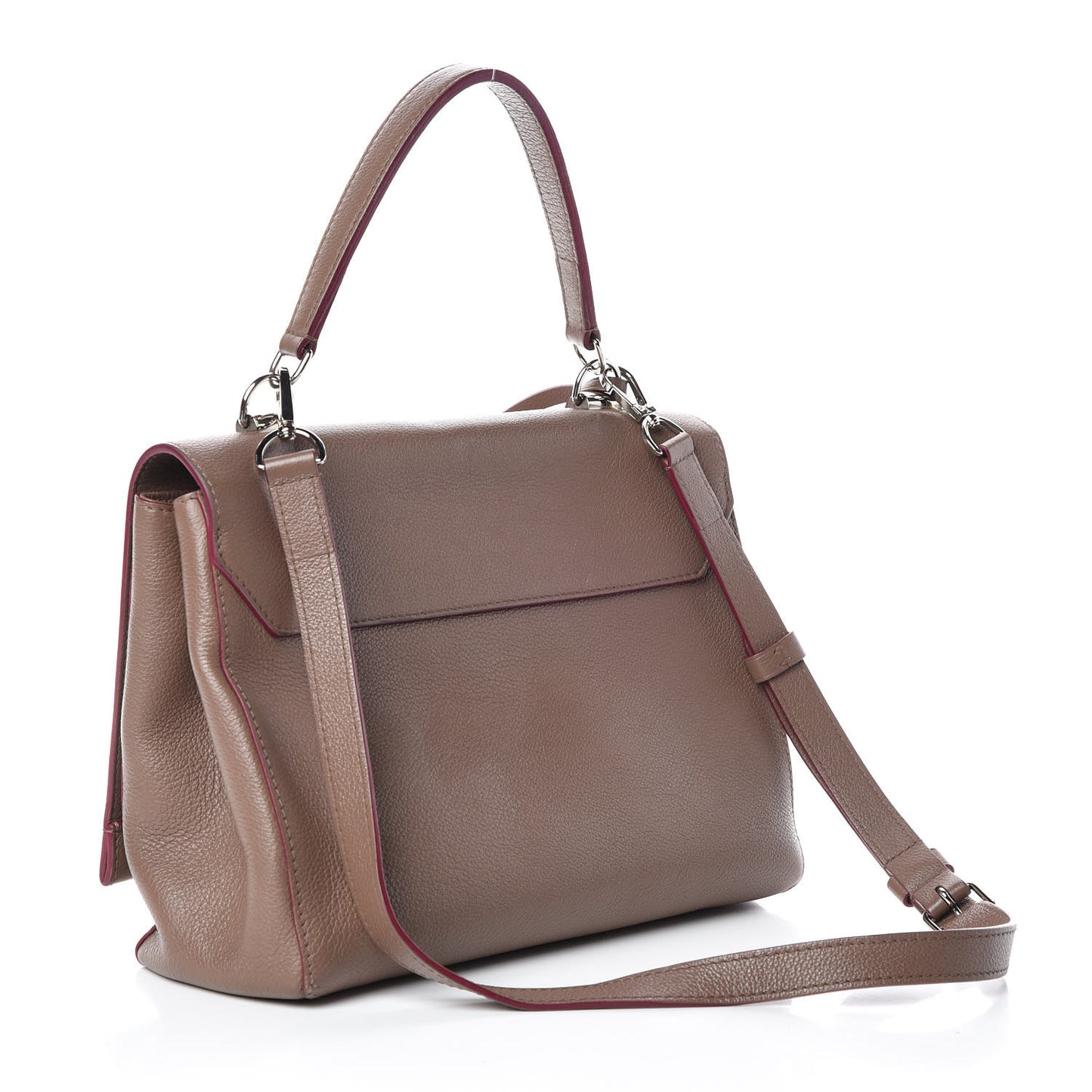 Soft Calfskin Lockme II Top Handle Taupe Glace