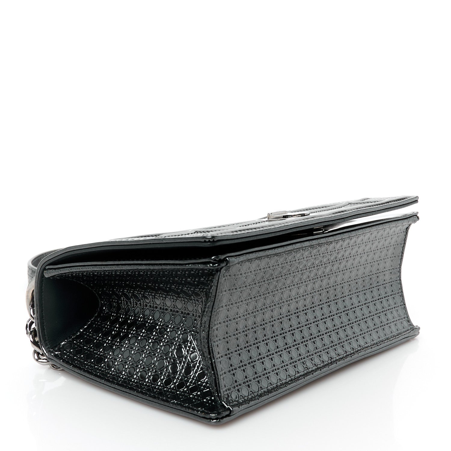 Christian Dior Metallic Patent Micro-Cannage Small Diorama Flap Bag Onyx Black 4 of 10