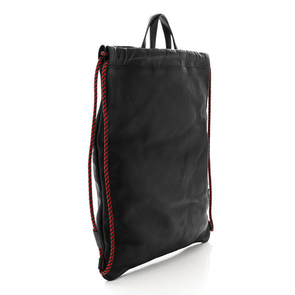 Gucci Calfskin Logo Drawstring Backpack Black 3 of 10