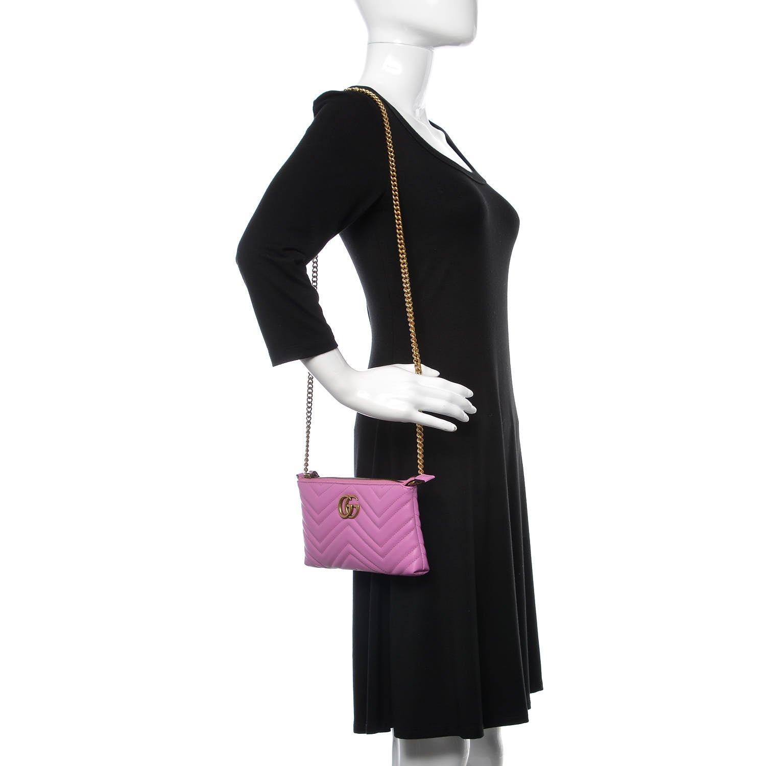 Gucci Calfskin Matelasse Mini GG Marmont Chain Bag Candy Mousse 2 of 9