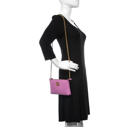 Gucci Calfskin Matelasse Mini GG Marmont Chain Bag Candy Mousse 2 of 9