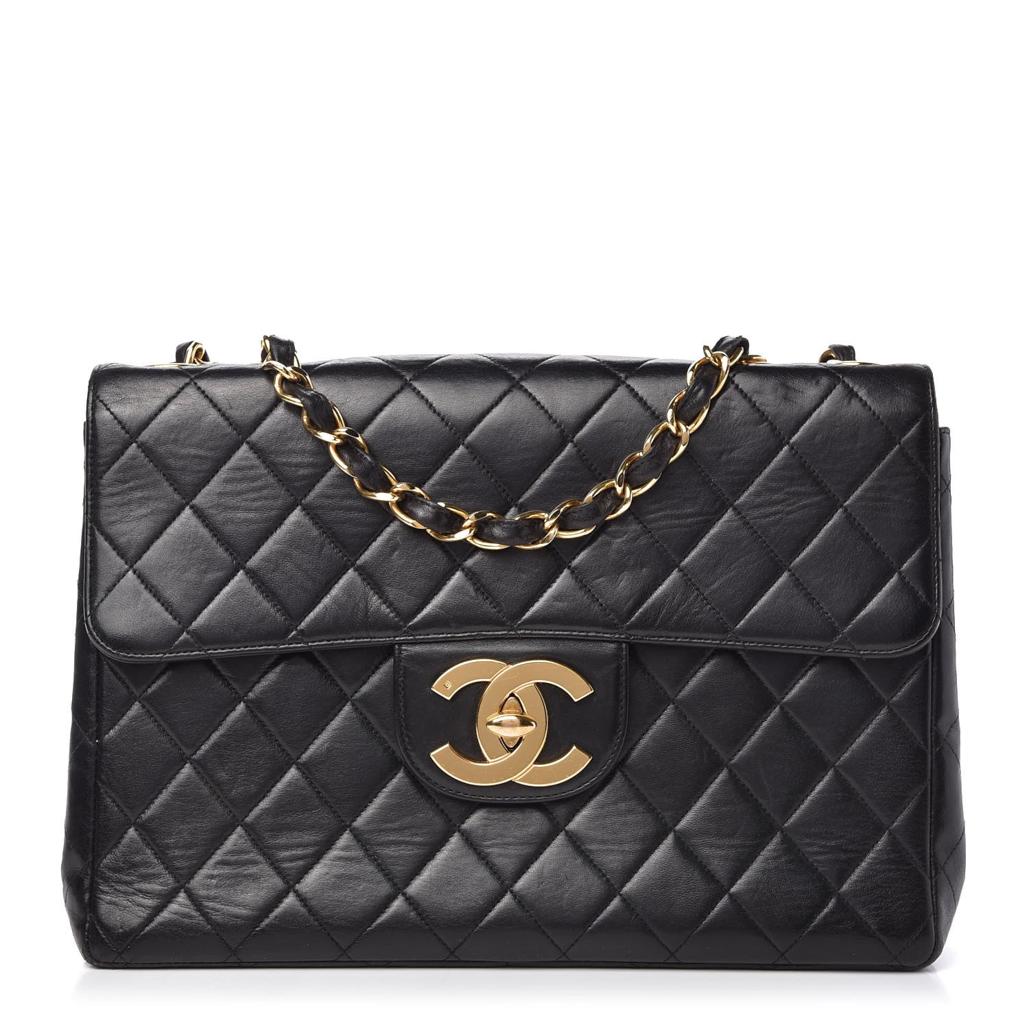 Chanel Lambskin Quilted XL Jumbo Single Flap Black 1 of 11