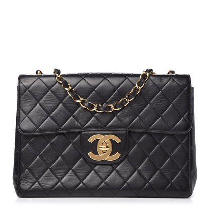 Chanel Lambskin Quilted XL Jumbo Single Flap Black 1 of 11