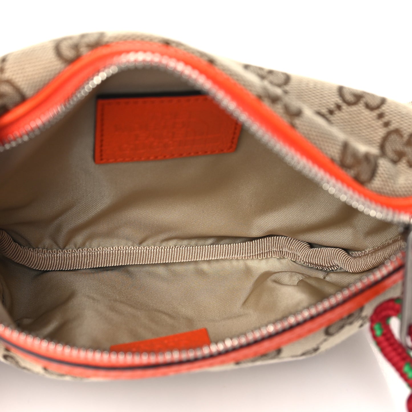 X THE NORTH FACE Monogram Textured Dollar Calfskin Embroidered Belt Bag Beige Ebony Mystic White Deep Orange