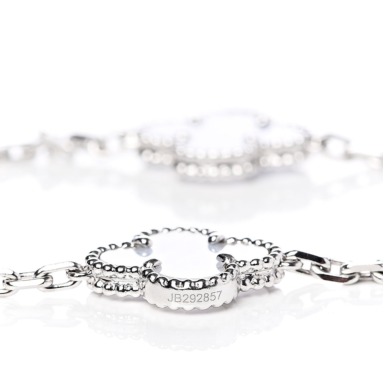 Van Cleef & Arpels 18K White Gold Chalcedony 10 Motifs Vintage Alhambra Necklace 5 of 8