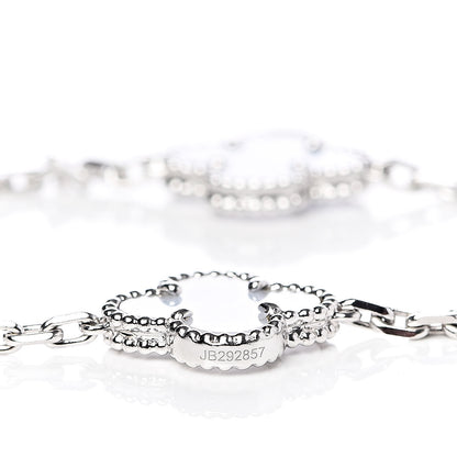 Van Cleef & Arpels 18K White Gold Chalcedony 10 Motifs Vintage Alhambra Necklace 5 of 8