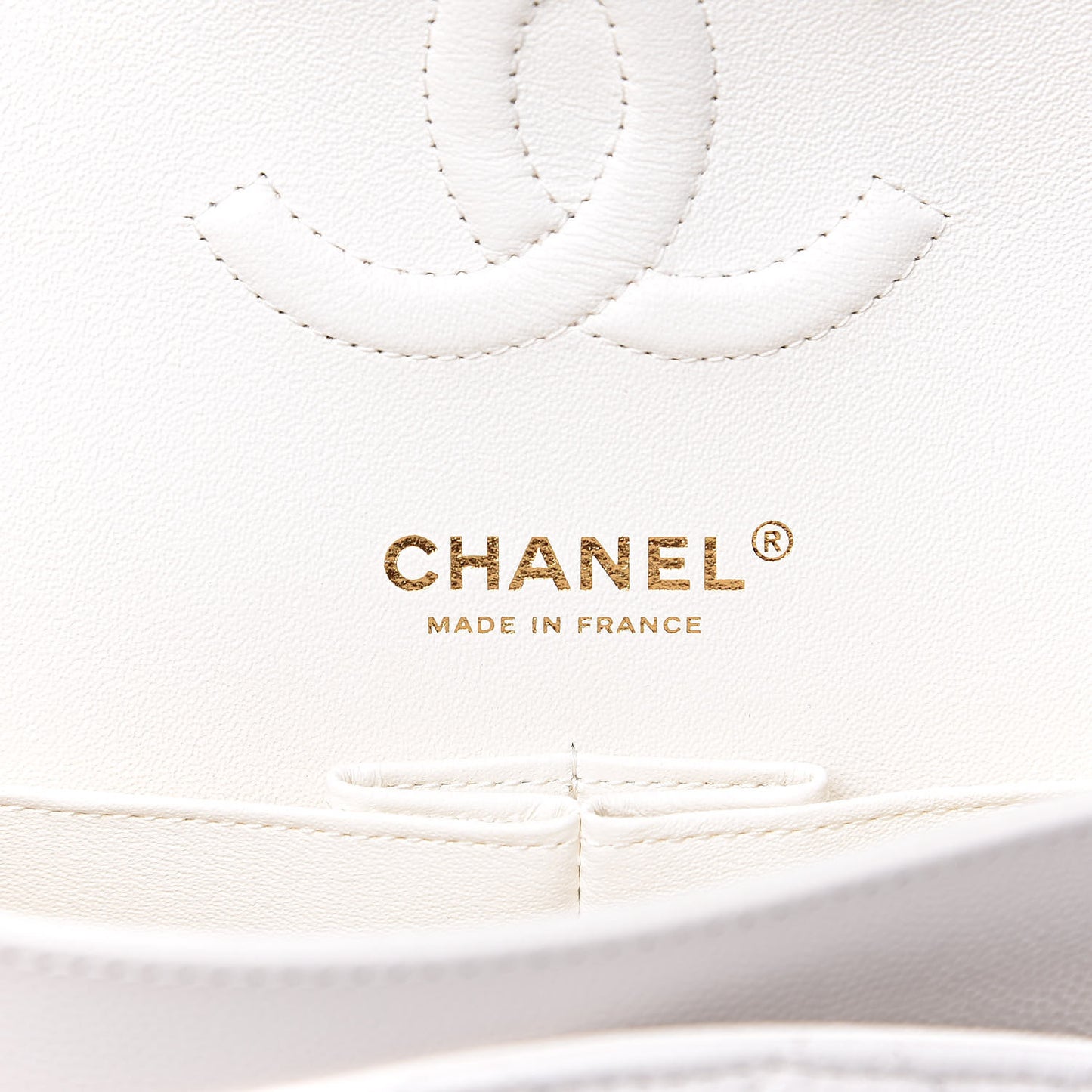 Caviar Quilted Medium Double Flap White