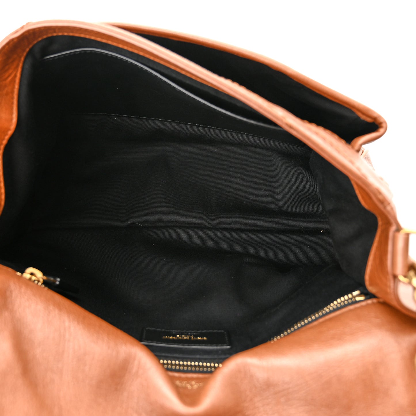 Crinkled Calfskin Matelasse Monogram Medium Niki Chain Satchel Caramel