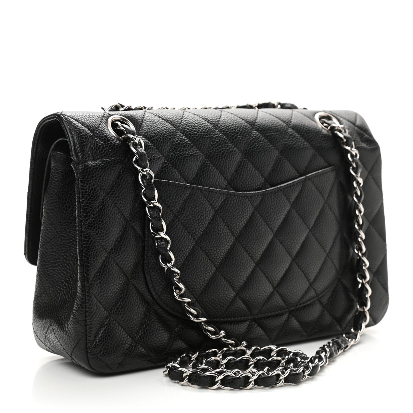 Caviar Quilted Medium Double Flap Black