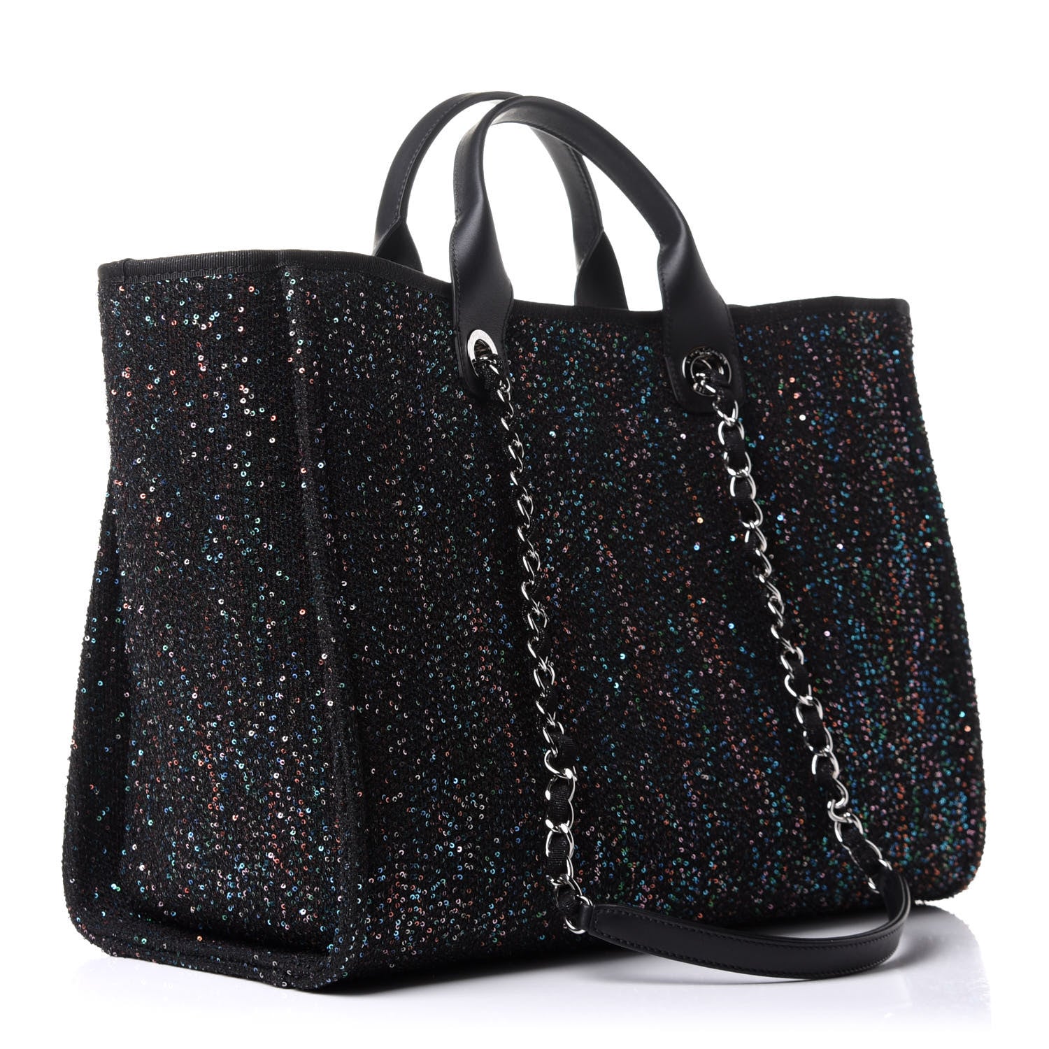Chanel Calfskin Sequin Medium Deauville Tote Black 2 of 15