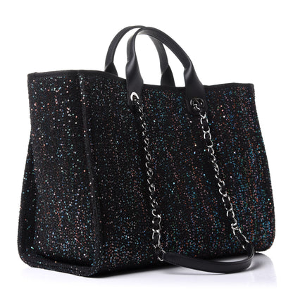 Chanel Calfskin Sequin Medium Deauville Tote Black 2 of 15