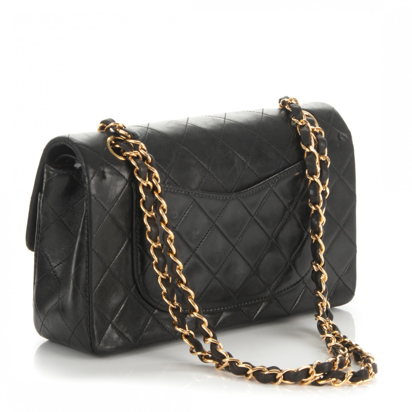 Lambskin Quilted Small Double Flap Black