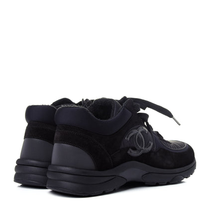 Chanel Nylon Calfskin Suede Calfskin CC Sneakers 38 Black 4 of 11