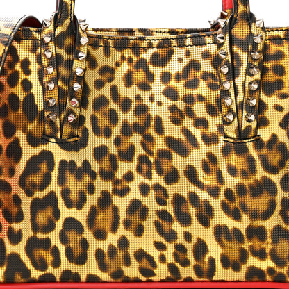 Christian Louboutin Calfskin Coins Leopard Print Spikes Mini East West Cabata Tote Gold 8 of 10
