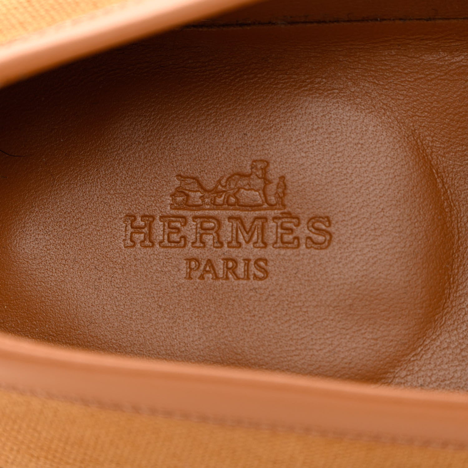 Hermes Calfskin Canvas Womens Destin Loafer 38 Naturel Beige Dore 7 of 12