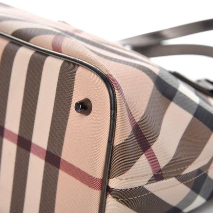 Burberry Patent Nova Check Shopper Tote Nickel 11 of 13