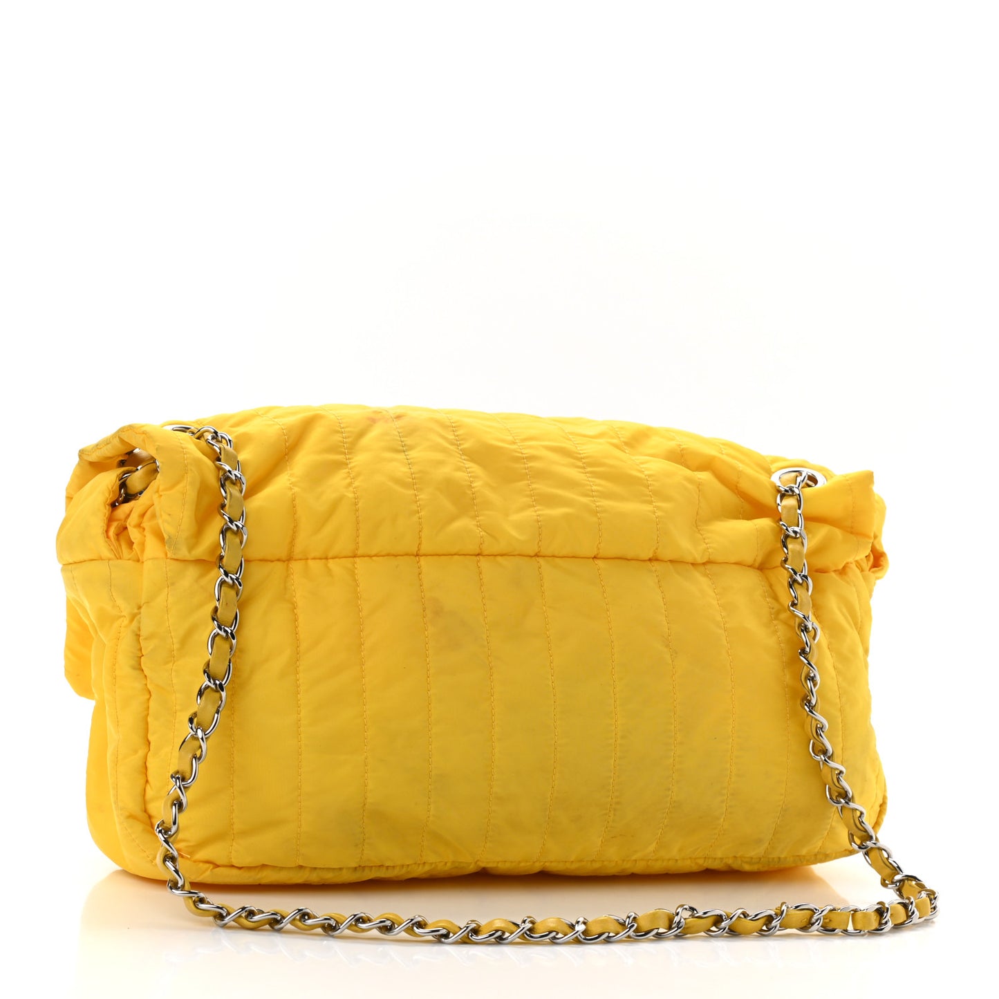 Nylon Vertical Quilted Jumbo Flap Yellow