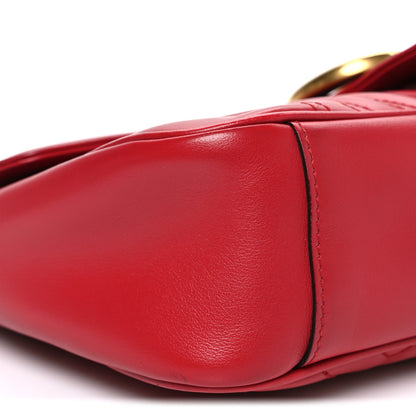 Gucci Calfskin Matelasse Small GG Marmont Shoulder Bag Hibiscus Red 9 of 10