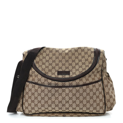 Gucci Monogram Natural Pigskin Large Diaper Bag Beige Ebony Cocoa Dark Chocolate 1 of 9