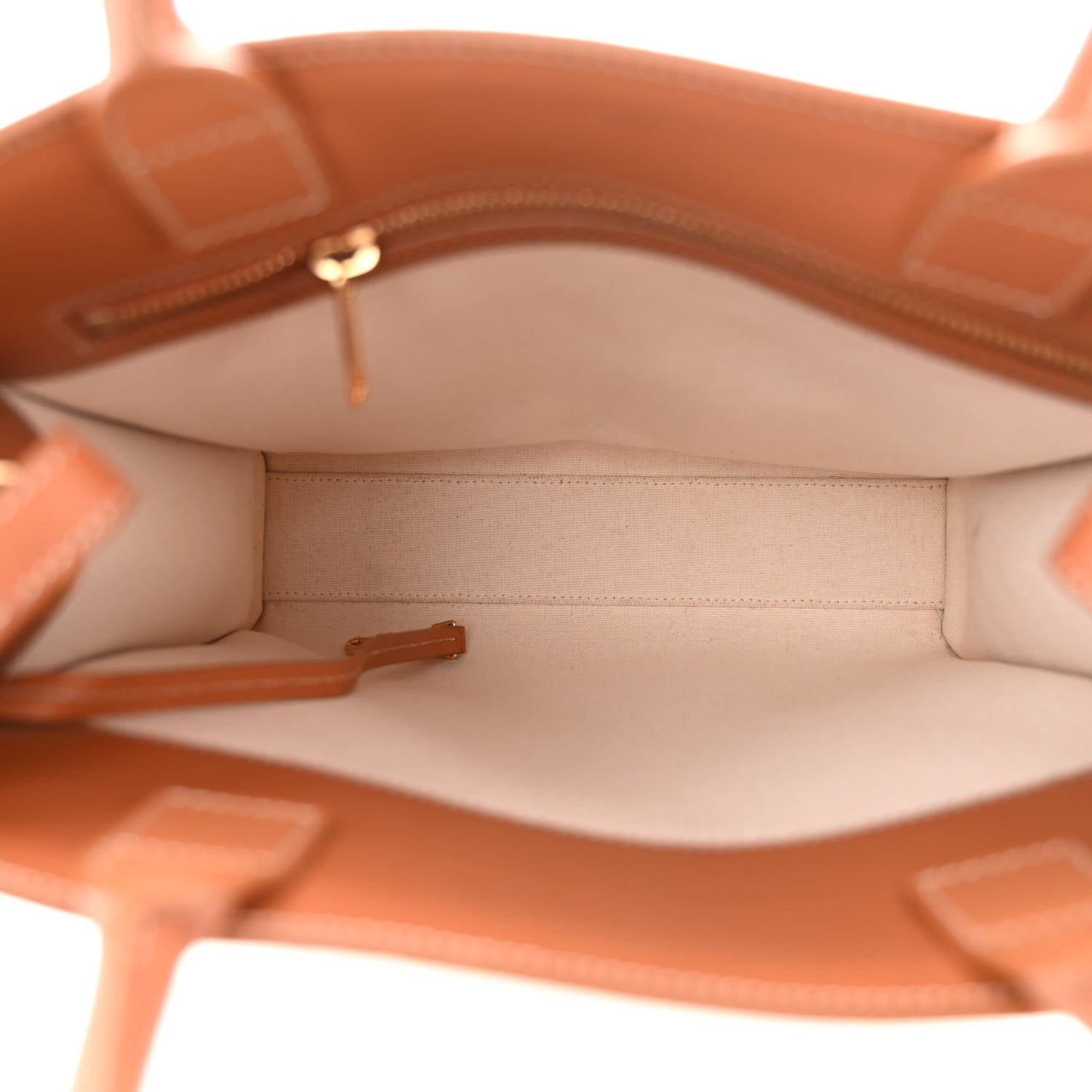 Canvas Calfskin Logo Print Small Vertical Cabas Natural Tan