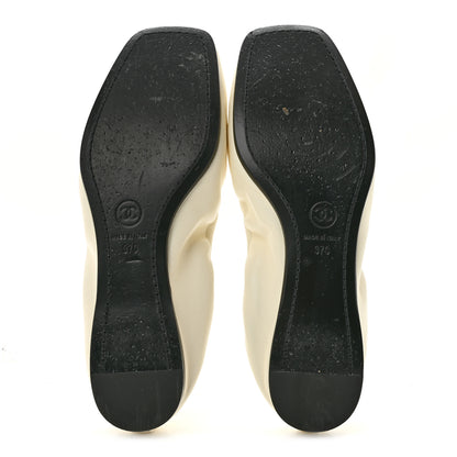 Chanel Lambskin CC Turnlock Ballerina Flats 37 Ivory Black 6 of 9