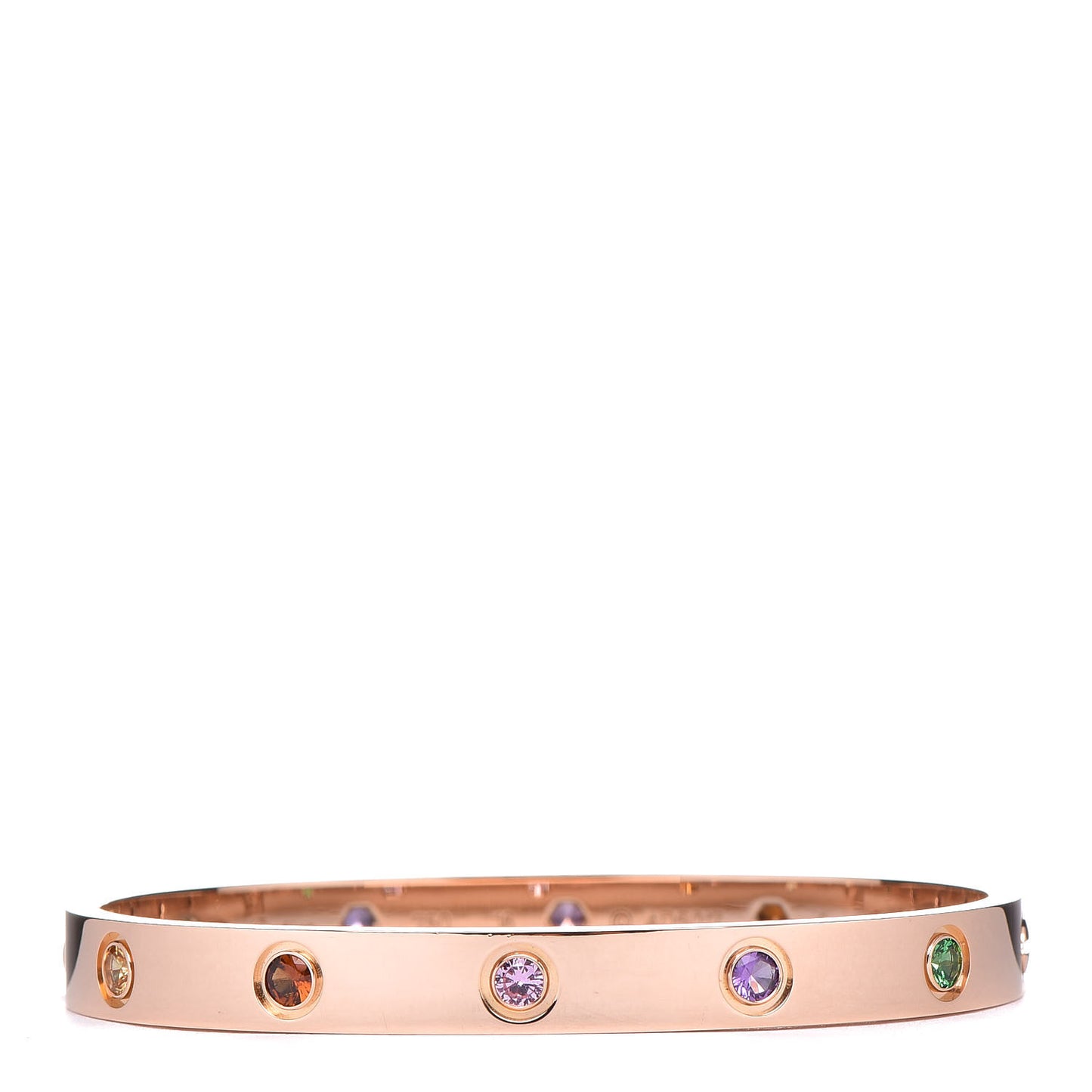 18K Pink Gold Sapphire Garnet Amethyst LOVE Bracelet 16