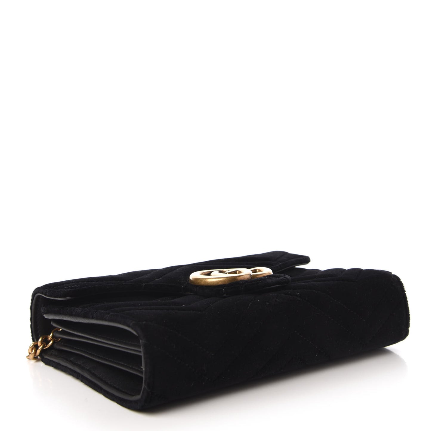 Velvet Matelasse GG Marmont Chain Wallet Black