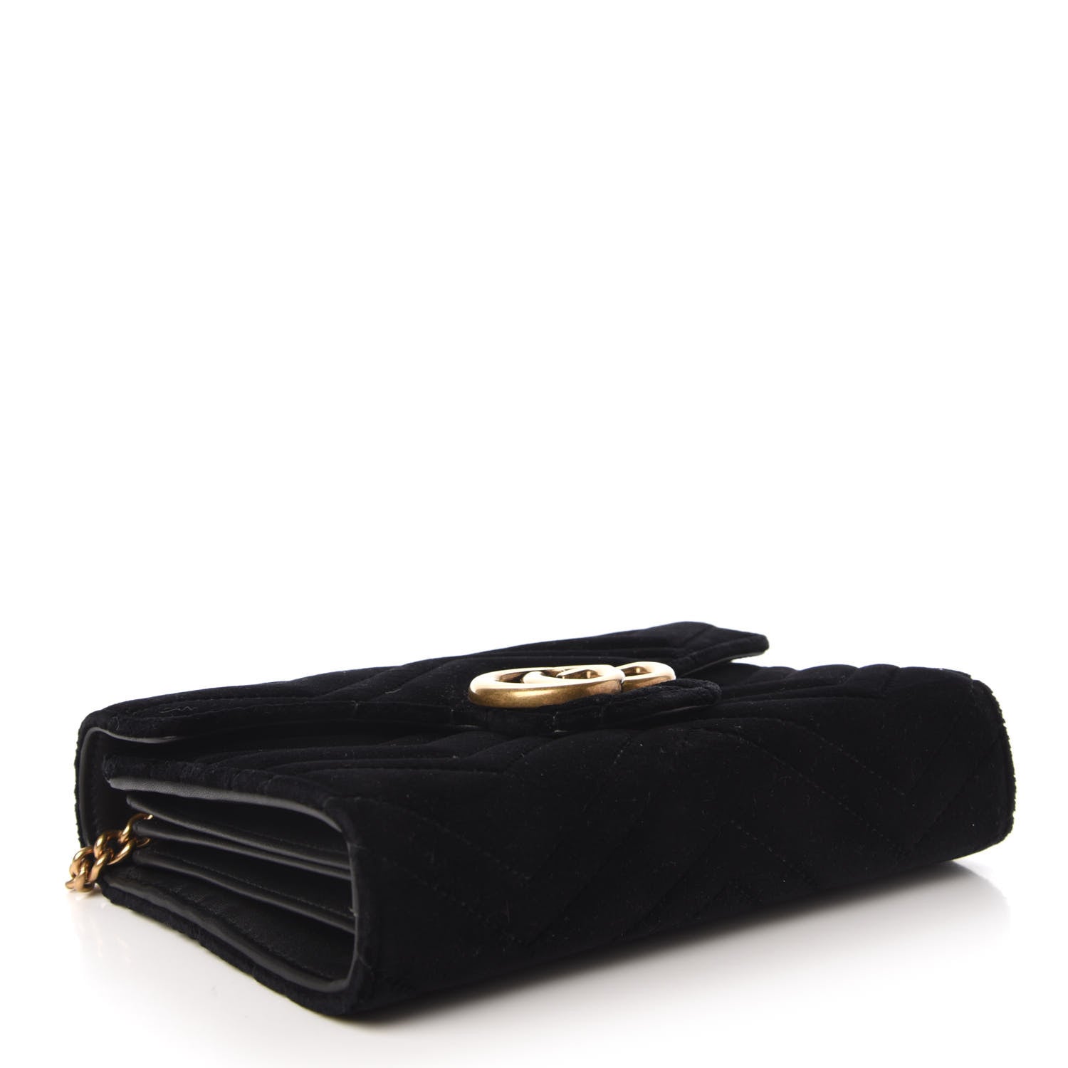 Gucci Velvet Matelasse GG Marmont Chain Wallet Black 4 of 9